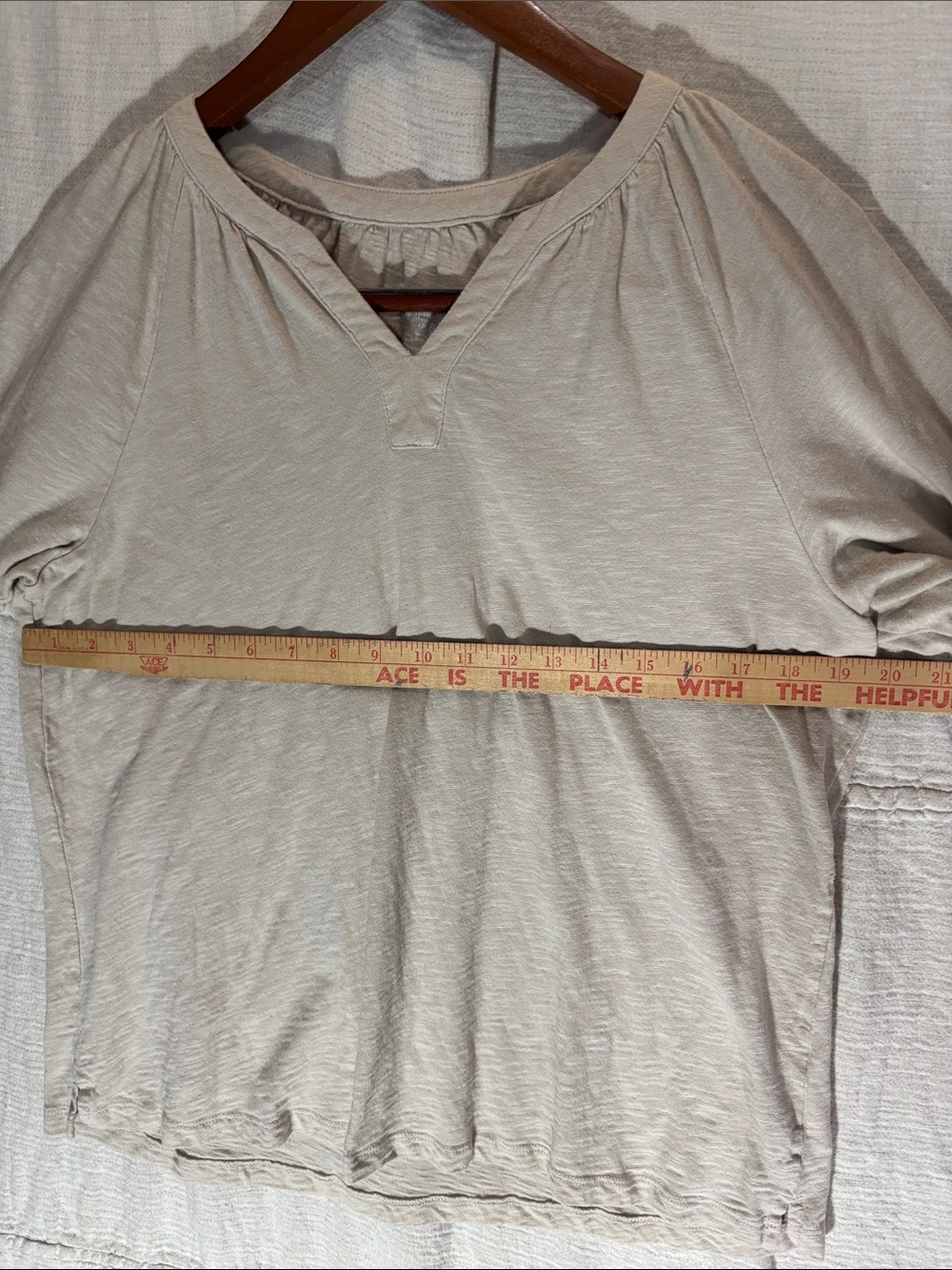 Light Beige V-Neck Casual Women's Tunic Linen Cotton Blend - Picture 6 of 8